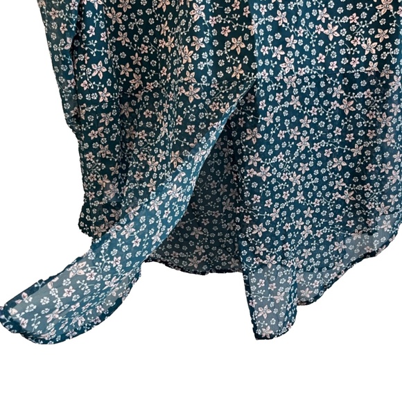 Candie's Parisian Ditsy Floral Adjustable Sleeves Button Up Split Hem Tunic XL - Picture 14 of 16